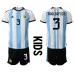 Tanie Strój piłkarski Argentyna Nicolas Tagliafico #3 Koszulka Podstawowej dla dziecięce MŚ 2022 Krótkie Rękawy (+ szorty)